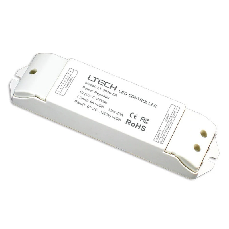 LTECH New Led RGBW Strip Power Repeater DC 524V 5Ax4CH 20A 4 Channel