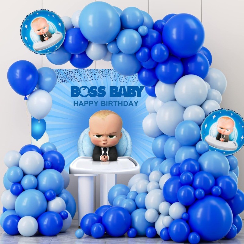 95Pcs Boss Baby Blue Balloon Garland Arch Kit 40inch Number Balloon ...