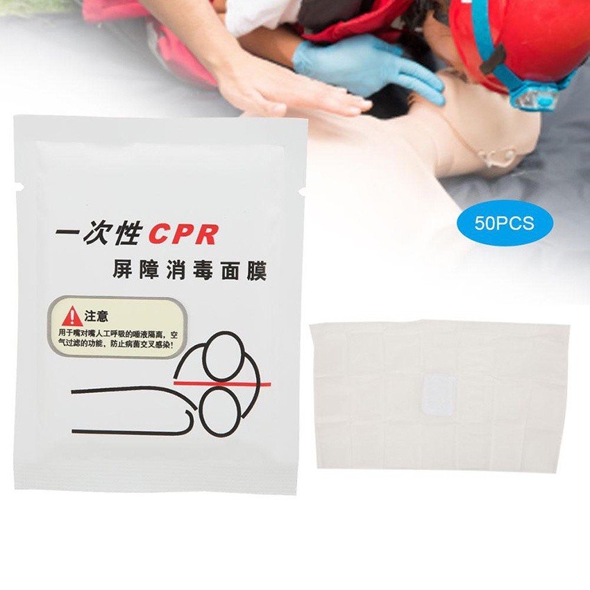 50Pcs/Box Disposable CPR Mask Training Face Shield PVC for Saliva ...