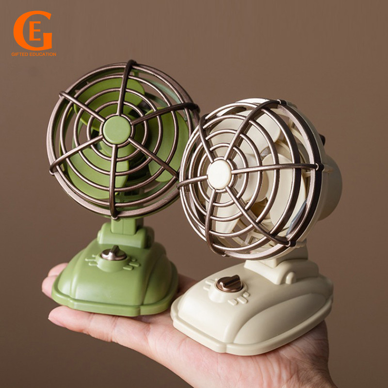 Retro Mini Fan Toy Usb Charging Desktop Small Table Fan Student Child ...