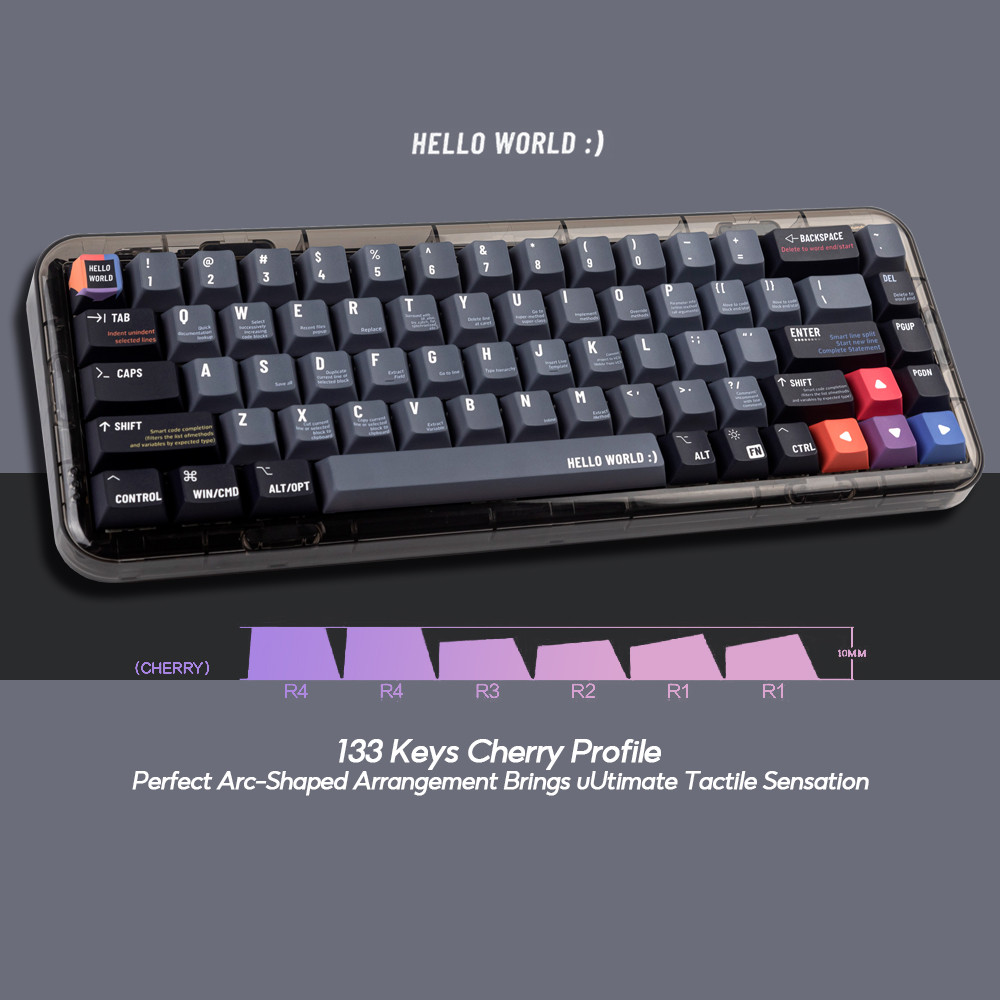 Black Programmer-996 Keycaps 133-key PBT Set Cherry Profile Keycaps ...