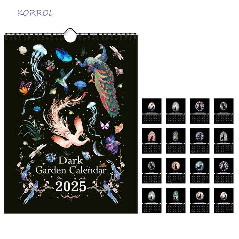 KORROL 2025 Wall Lunar Calendars, 18 Months Dark Forest English Wall