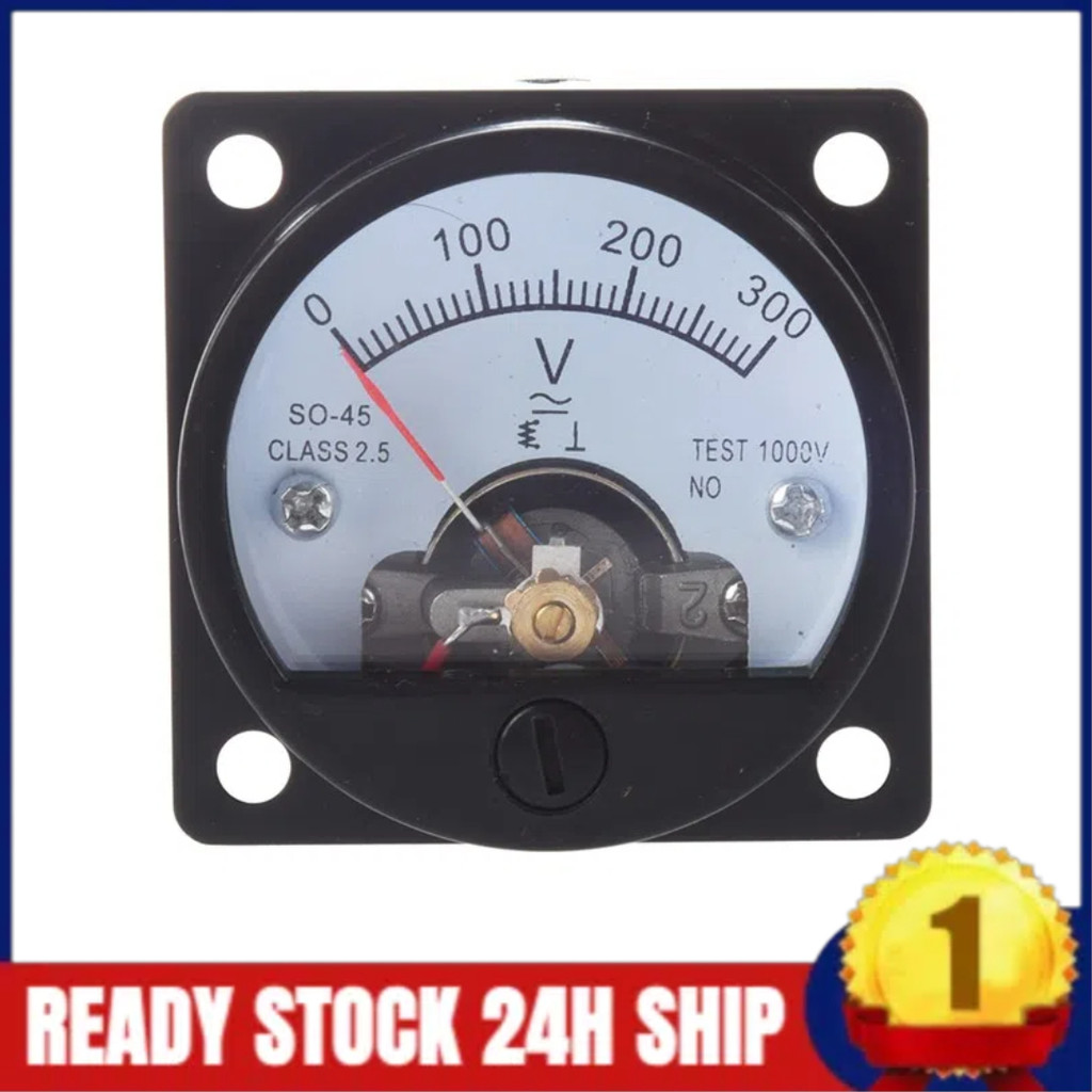 AC 0-300V Round Analog Dial Panel Meter Voltmeter Gauge Black | Shopee ...