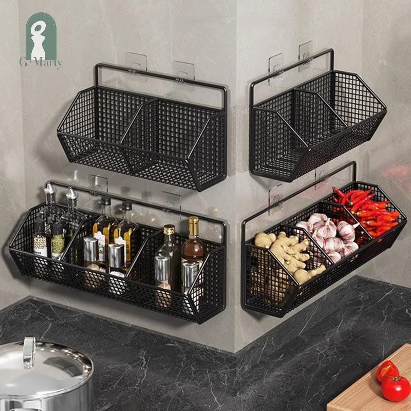 GMARTY Wall Mounted Storage Rack Onion Ginger Garlic Condiments Spice ...