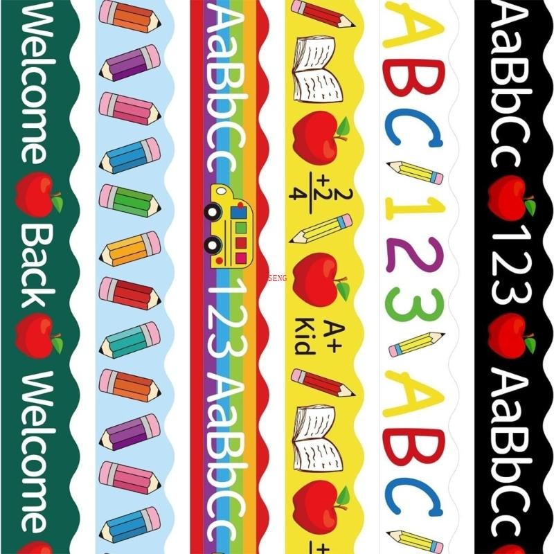 seng 6 Pcs Decorative Border Sticker 123 Bulletin Board Border ...