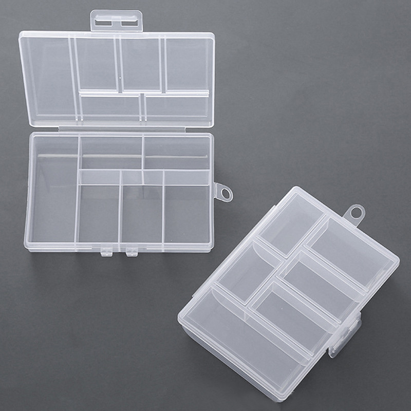 GMARTY Portable Transparent Rectangle 6 Grids Storage Boxes For Buttons ...