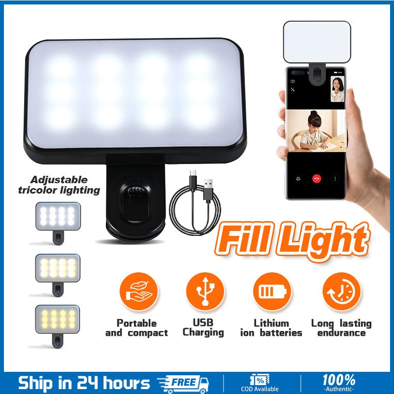 Mini Selfie Fill Light 3 Modes Adjustable Brightness Clip On Fill Light ...