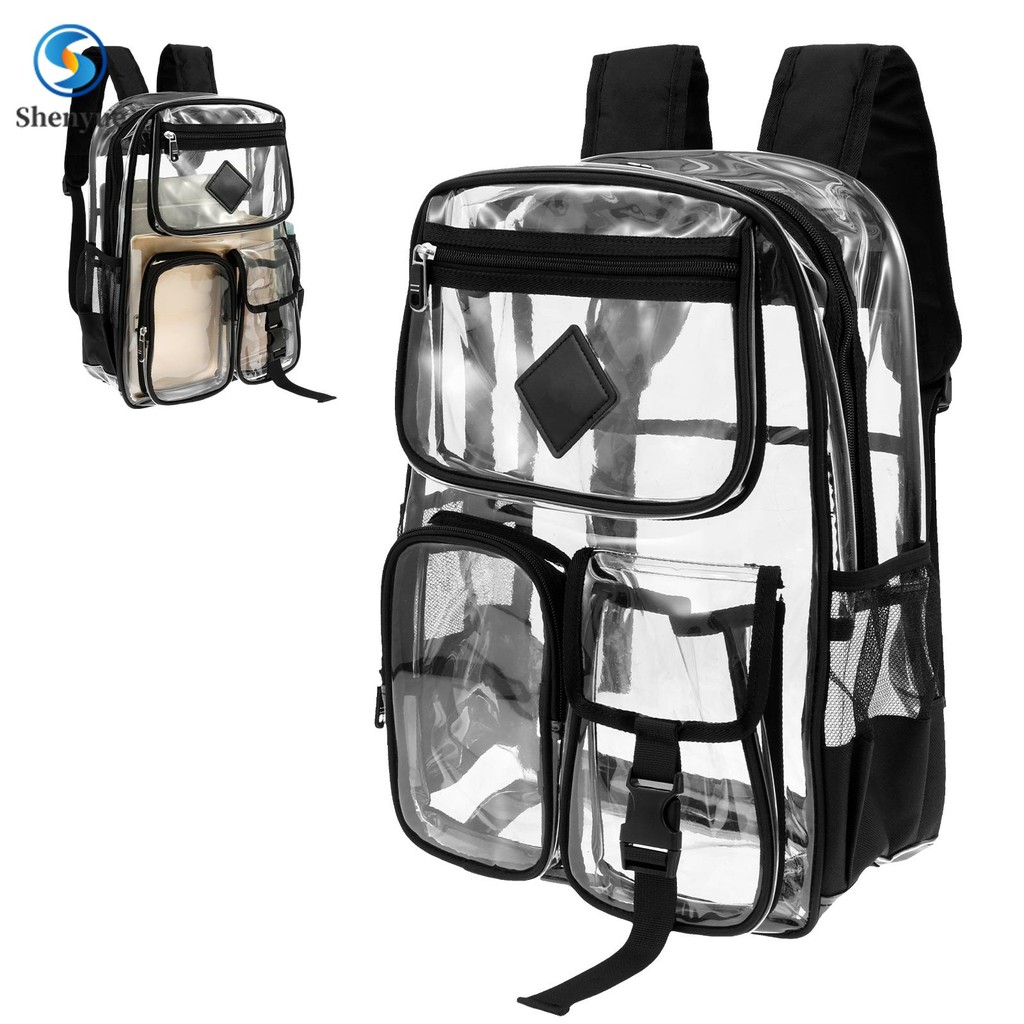 PVC See Through Backpack Waterproof Transparent Rucksack Large Storage ...