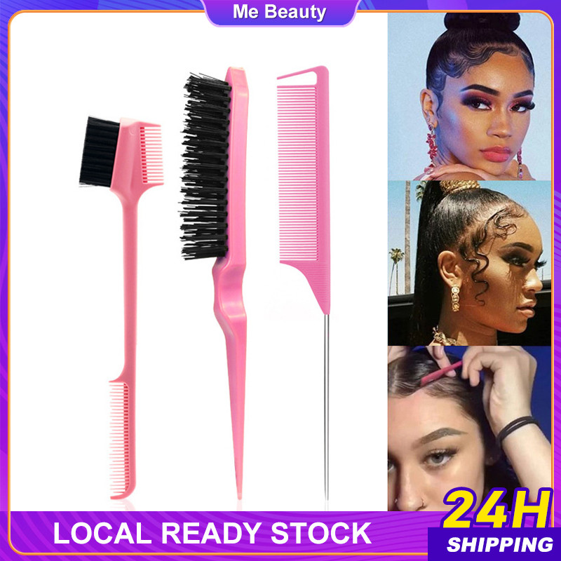Styling Comb Styling Double Edge Brush Triple Row Bristle Comb Pointed ...