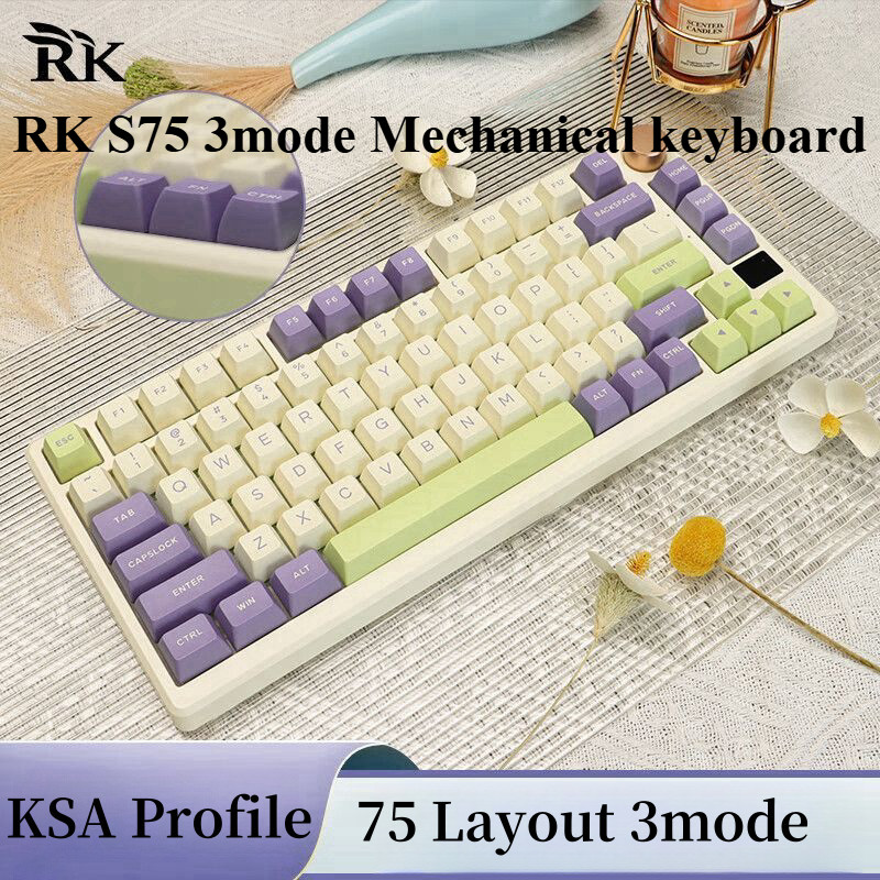 RK S75 3Mode Wireless Mechanical Keyboard RGB Light Effect with Display
