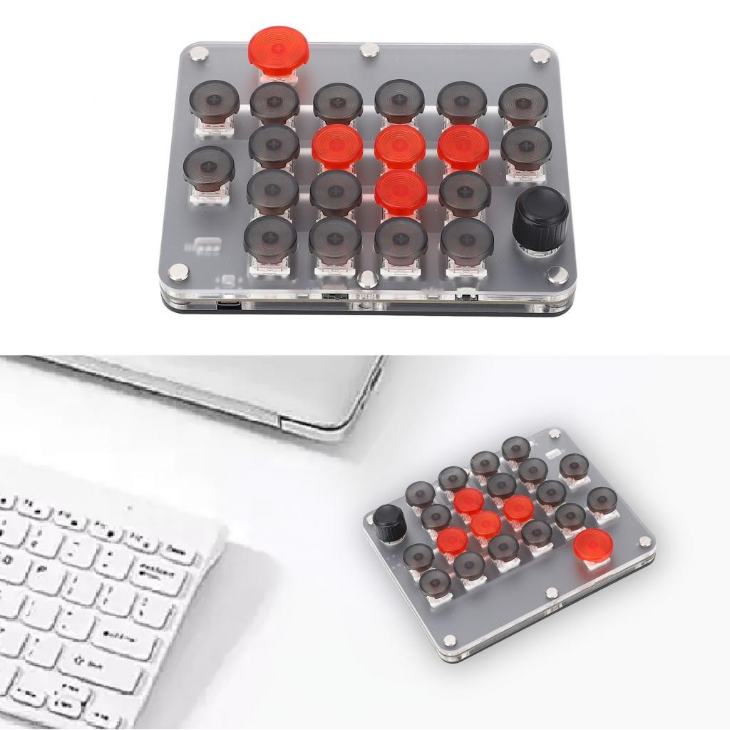 Rriioo One Handed Macro Mechanical Keyboard 1 Knob 21 Keys Programmable ...