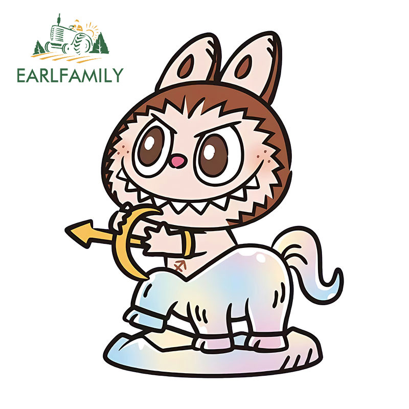 EARLFAMILY 13cm Cartoon Labubu Rider Car Sticker Waterproof Scratch ...