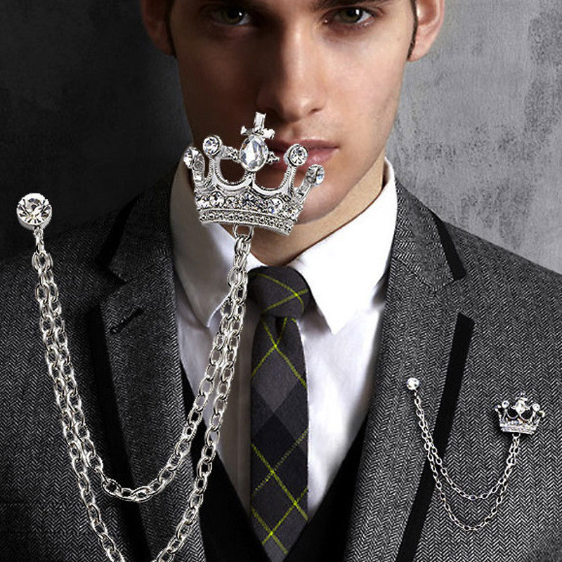 Fashion Men's Elegant Lapel Pin Badge with Chains Brooch Pin for Suit ...