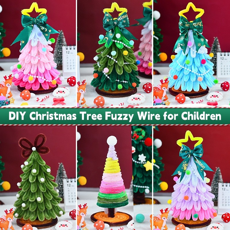 Colorful Fuzzy Wire Pipe Craft Flower Children's DIY Christmas Tree ...