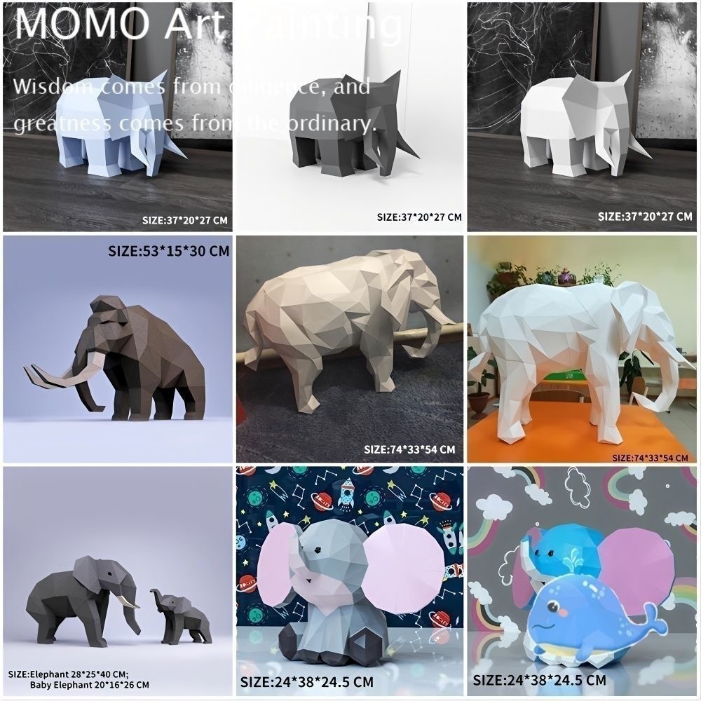 Star Creative Paper Model k6 Elephant Paper Model Decoration Wall ...