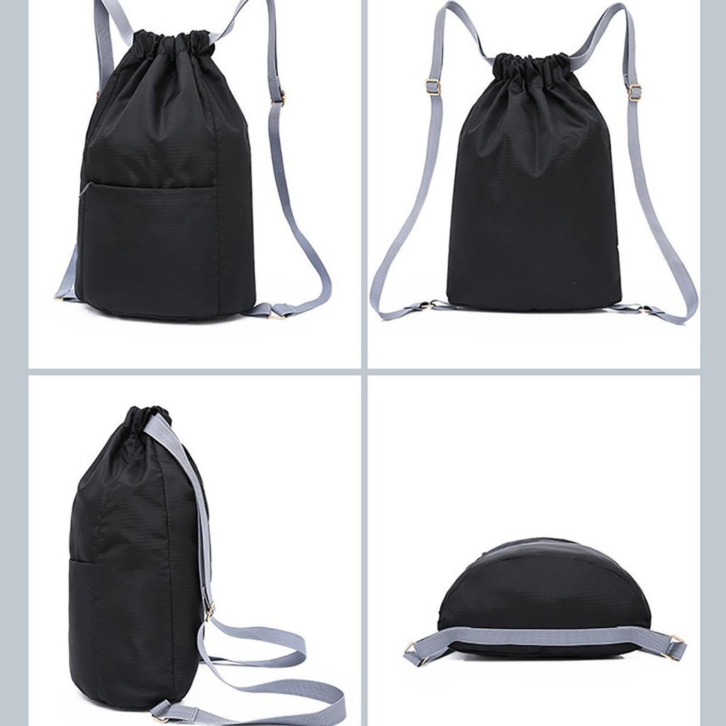 Nylon Drawstring Bag Unisex Backpack Waterproof Folding Backpack Sports ...