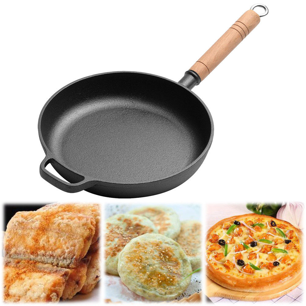 Cast Iron Mini Frying Pan with Wood Handle Nonstick Mini Frying Oil ...