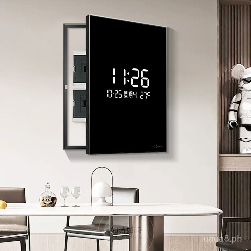Pure Black Meter Box Decorative Painting Vertical Electronic Clock with ...