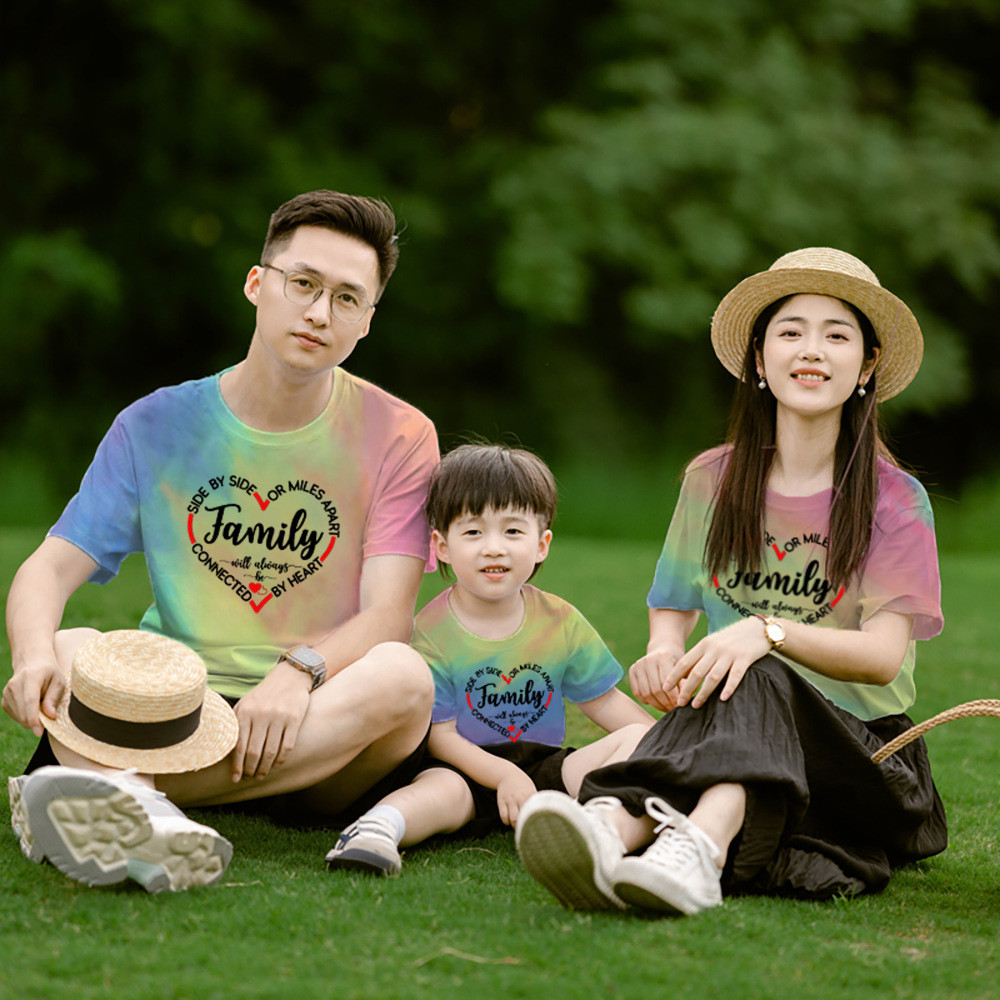 Family Will Always Be Connected By Heart Shirt Dad Mom Kid and Baby ...