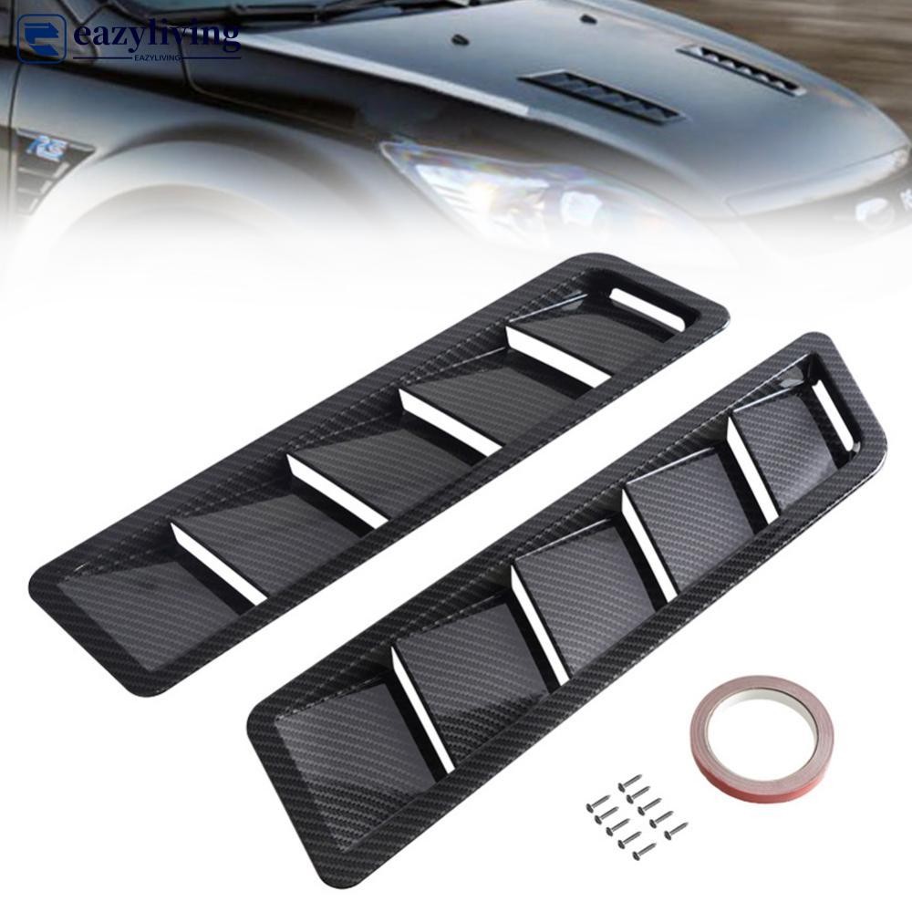 EAZYLIVING 2Pcs Universal Car Front Bonnet Vents Hood Cover Carbon ...