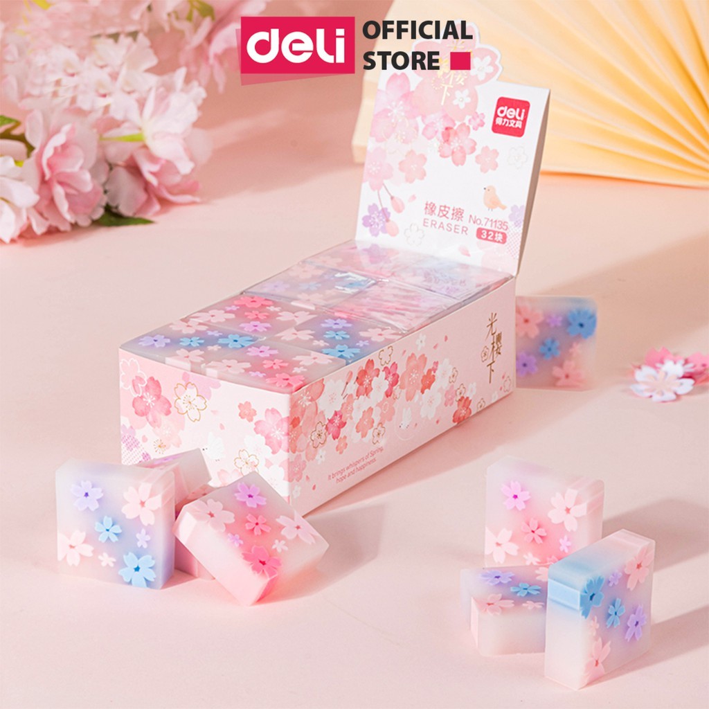 Deli Japanese cherry blossom shaped pencil eraser - 1 tablet - Pretty ...