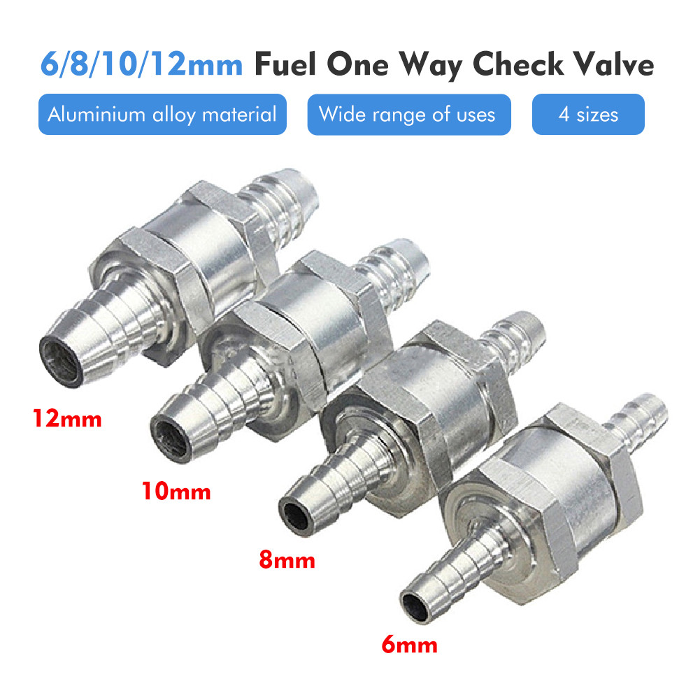 1pc One Way Check Valves 6/8/10/12/mm Automobile Aluminium Alloy Valve ...