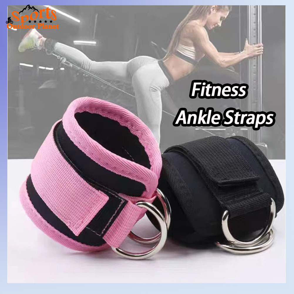 Fitness Ankle Straps Adjustable D-Ring Support Cuffs Gym Leg Strength ...