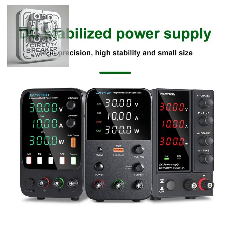 Wanptek Adjustable DC Power Supply 30V 10A 60V 5A Lab Bench Power ...