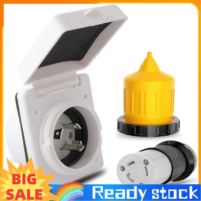 ready stock30AMP RV Power Inlet Outlet Shore Power Kit W/Boot Cord