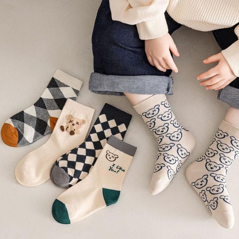 5Pairs/Lot Cute Cartoon Baby Socks Spring Autumn Casual Mid Tube Sock ...