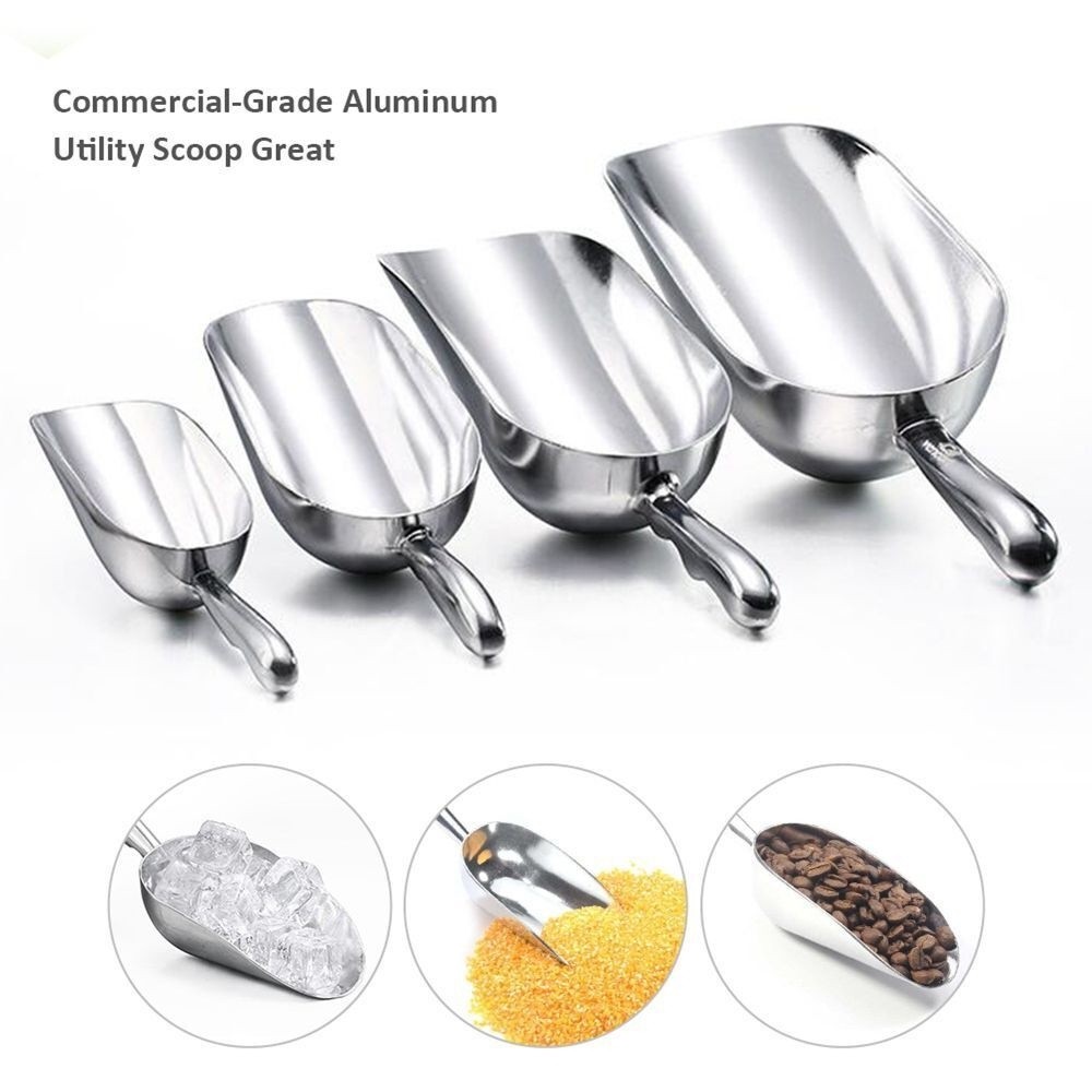 One-Piece Cast Aluminum Round Bottom Ice Scoop Ice Cube Shovel Food ...