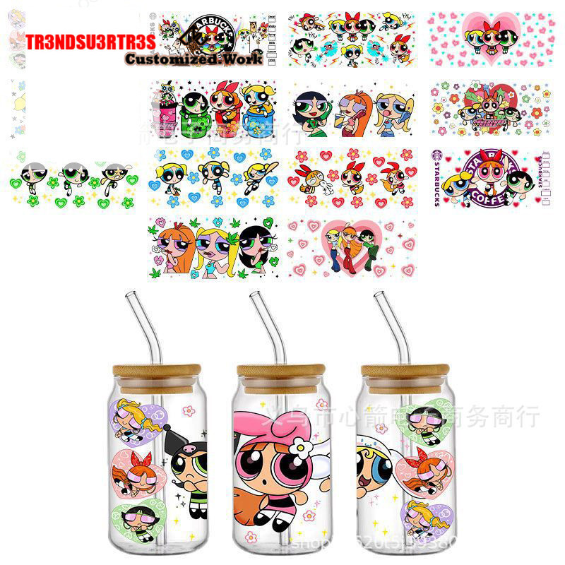 1pc Powerpuff Girls Buttercup Bubbles UV DTF Sticker For 16oz Cups Wrap ...