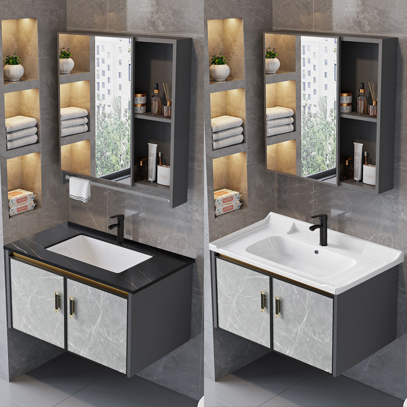 Minimalist Modern Smart Ceramic Integrated Basin Bathroom Cabinet Set ...