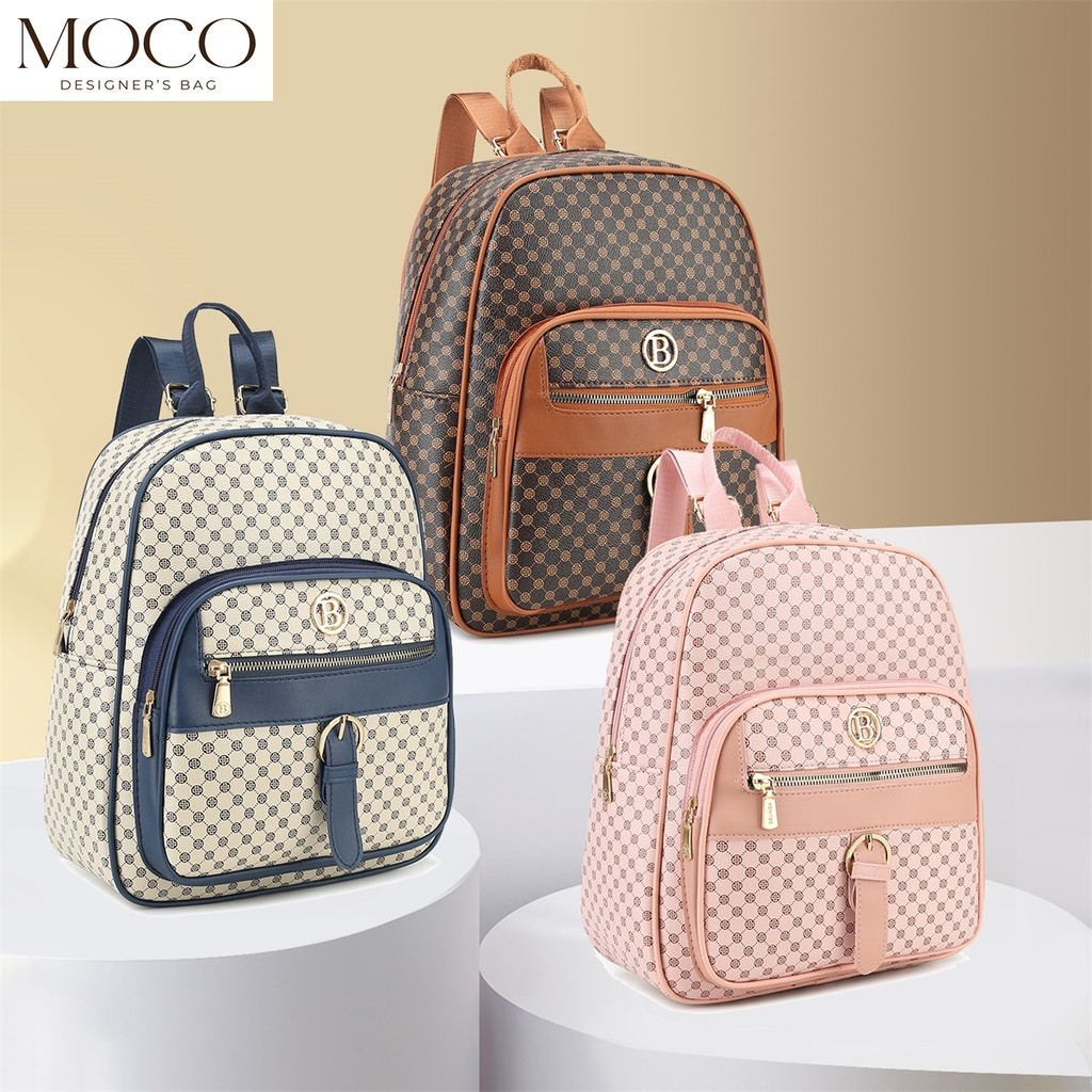 MOCO Backpack For Women Fashion Original PU Leather Student Teens ...