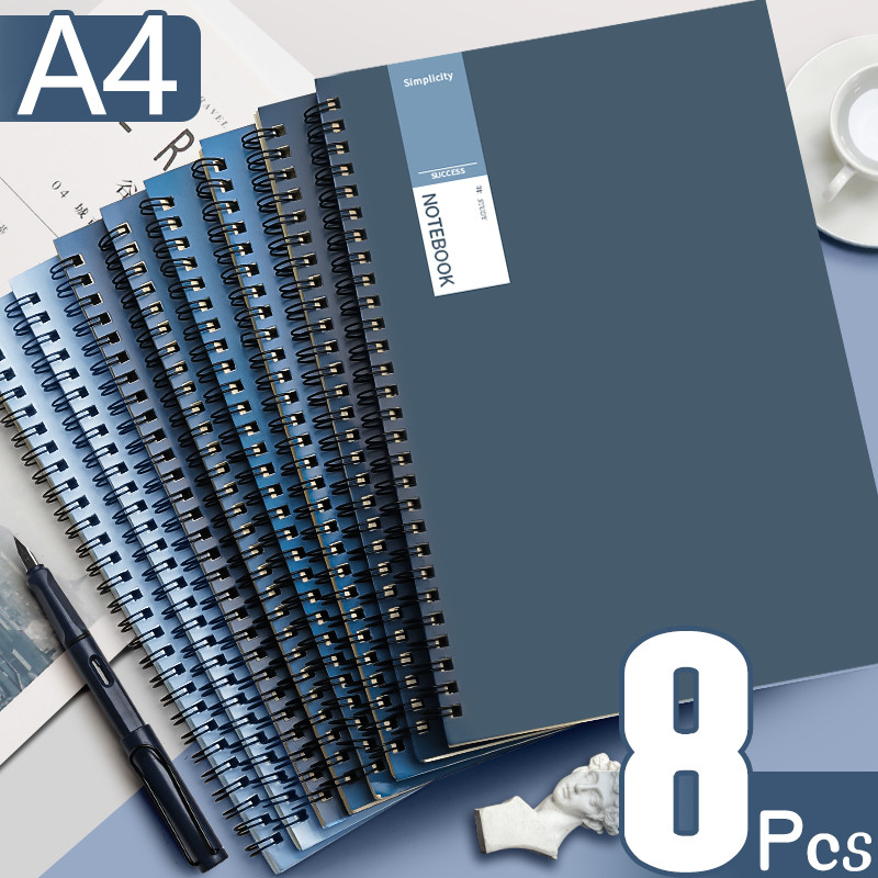 4PCS/Set Wholesale A4 Spiral Notebooks Blue Colors 80Sheets High