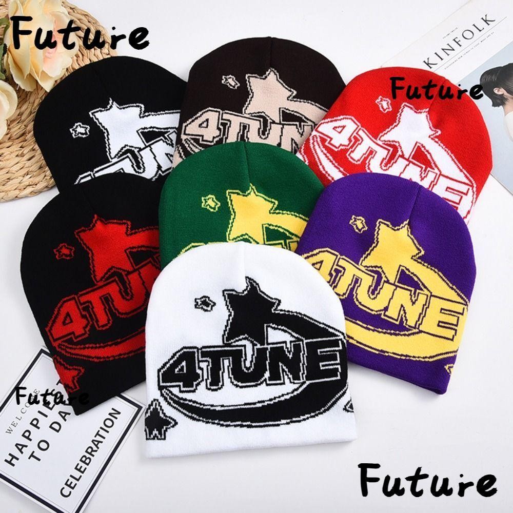 FUTURE Knitting Cap Hat, Letter Printing Wool Acrylic Beanie Bonnet ...