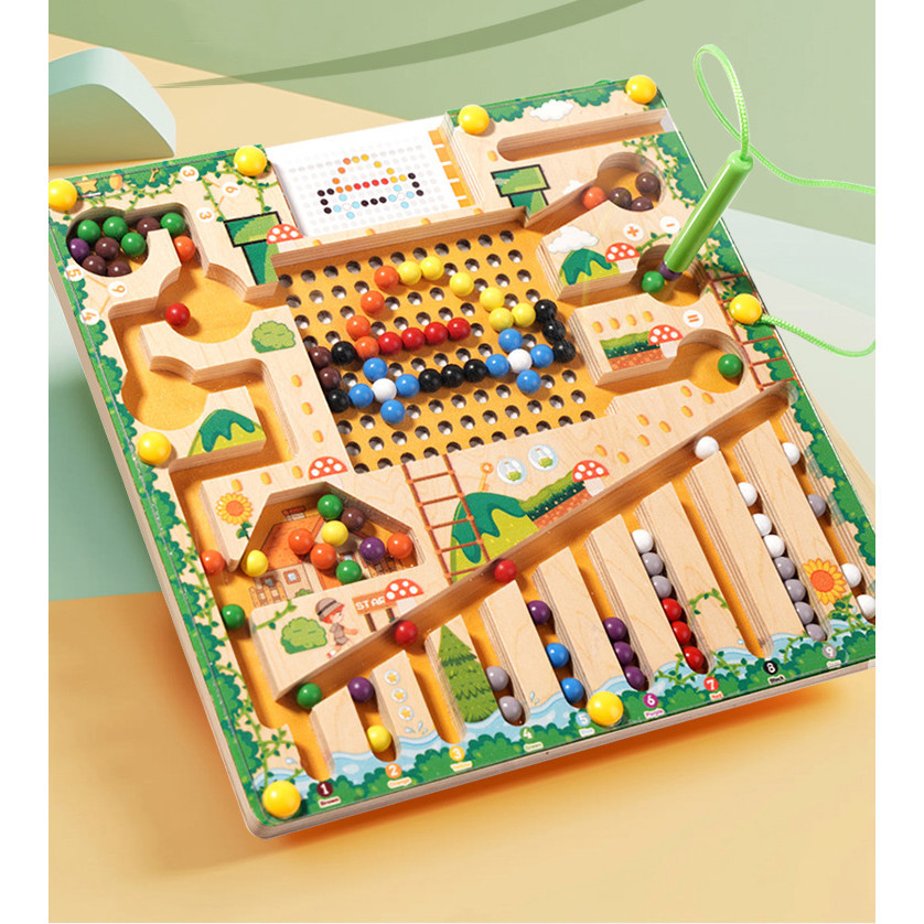 Wooden Magnetic Color and Number Maze Board,Montessori Fine Motor Skill ...