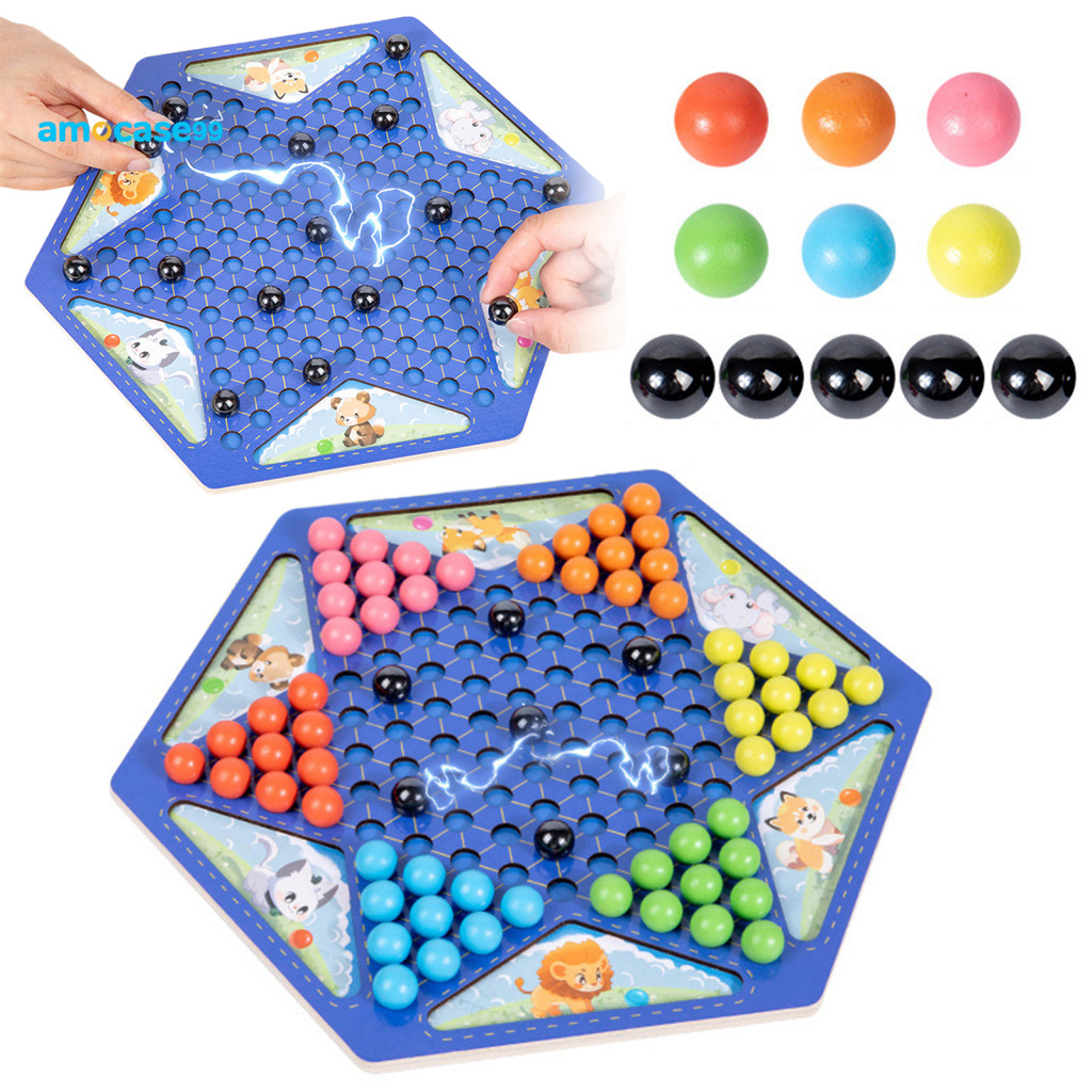 Amo Portable Chess Board Interactive Chess Checkers Game Set