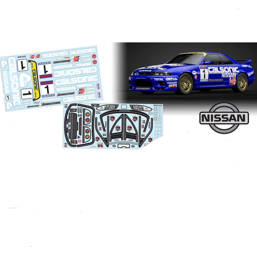 TC043 1/10 Flat Sports Car Shell Sticker Nissan Nissan GTR R33 CALSONIC ...