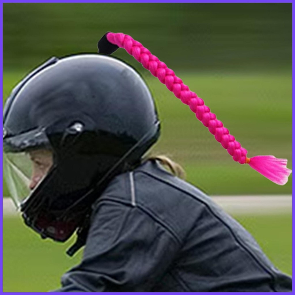 Wakauto Helmet Braid Decal – Detachable Motorcycle Helmet Hair Accessory With Suction Cup (Red)