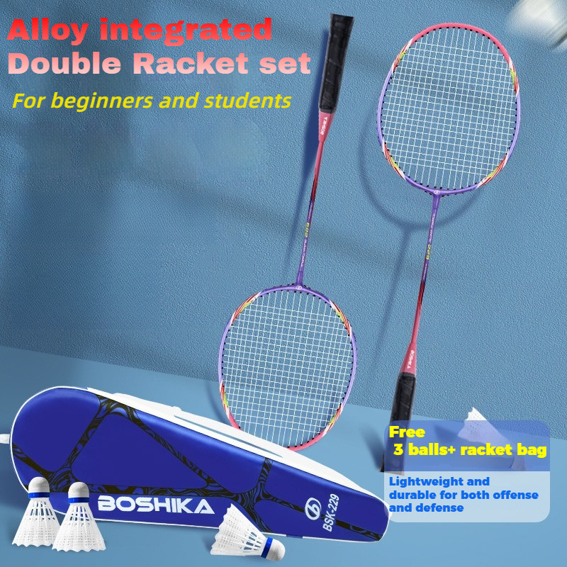 [Full set Badminton Racket, Lightweight Durable Alloy Integrated Racket ...
