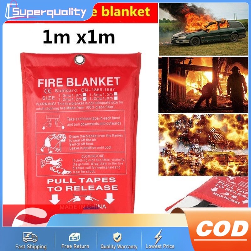 ZK40 1M x 1M Sealed Fire Blanket Fighting Fire Extinguishers Tent Fire ...
