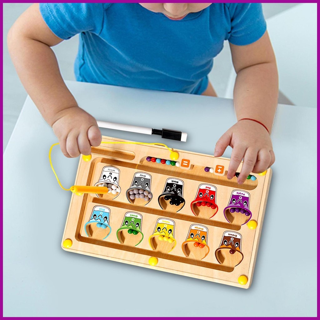 Magnetic Color and Number Maze Wooden Color Matching Counting Puzzle ...