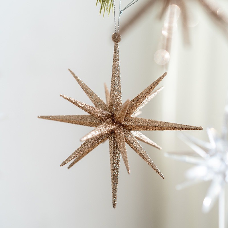 Glitter Star Ornaments Large Hanging Christmas Tree Decoration Ornament ...