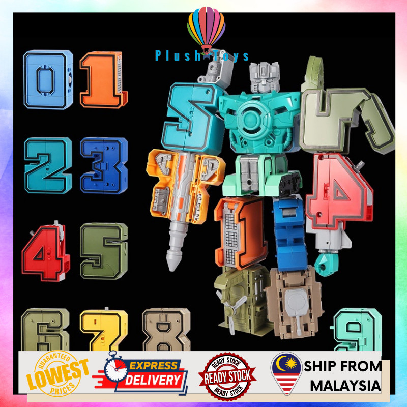 0-9 Robot Toys Kids Transformers Number Toy DIY Assemble Robot Vector ...