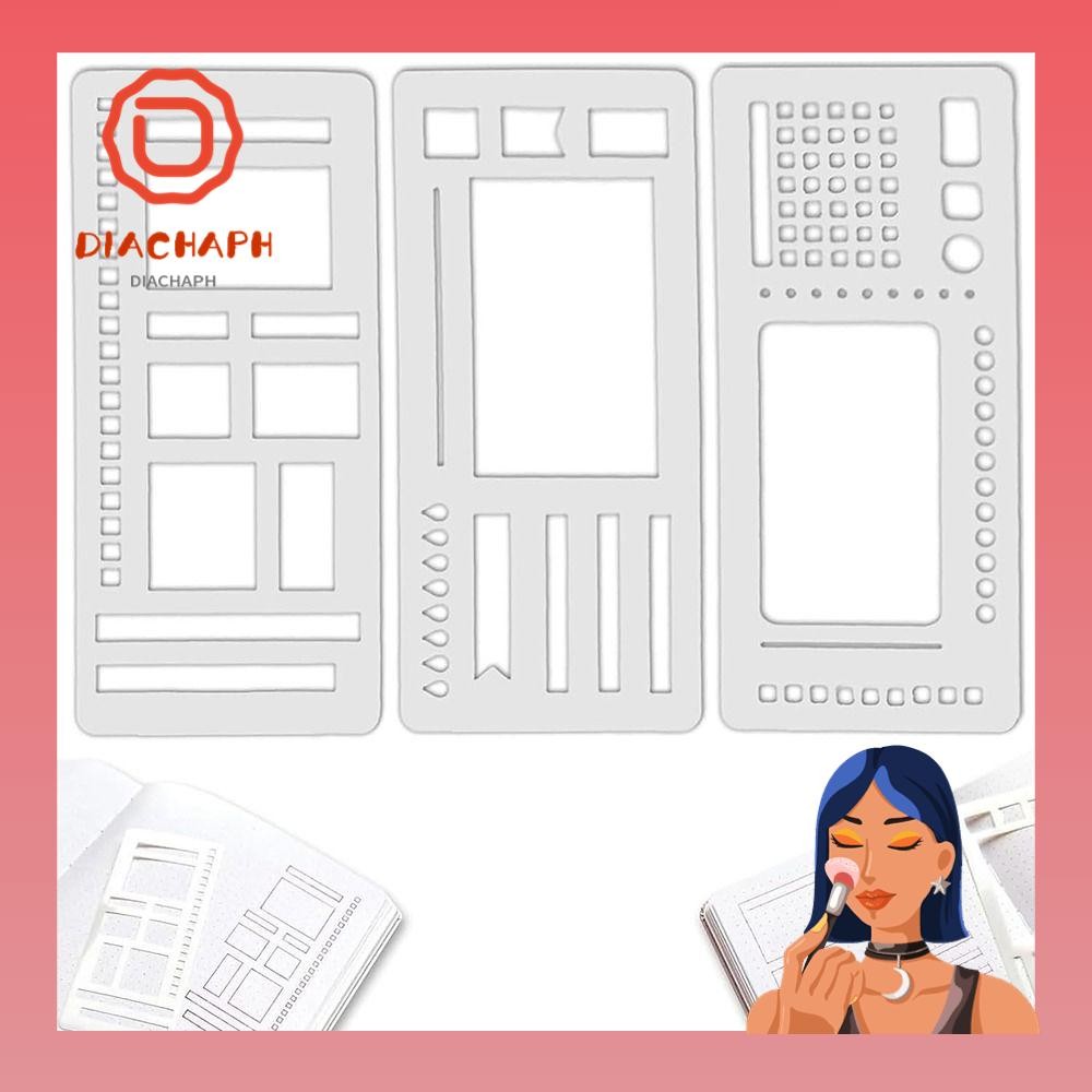 DIACHAPH 3Pcs/Set Log Planning Template Set, Reusable Dot Grid Handmade ...