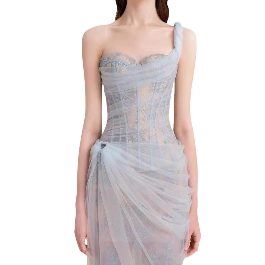 2024 Summer New Style Pure Desire Style Sexy Dress Women Lace Solid ...