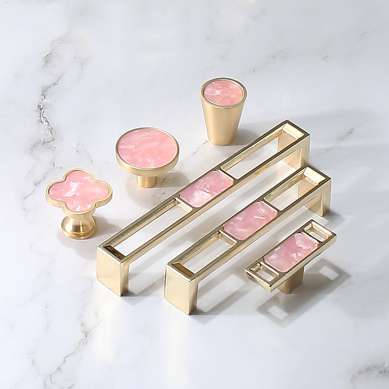 Light Luxury Cabinet Handle Gold Pink Drawer Handle Modern Simple ...