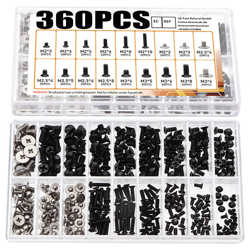 360 Pieces Box Flat Head Laptop Screws PC Laptop Screws Kit with ...