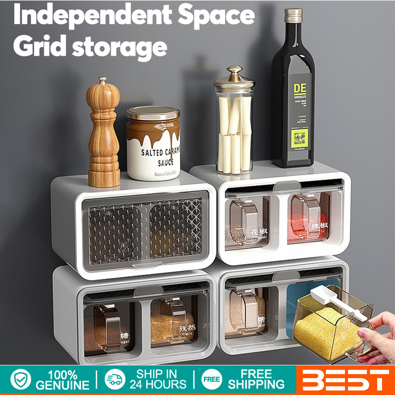 Kitchen Condiments Organizer Wall Mounted Seasoning Rack Shelf With ...